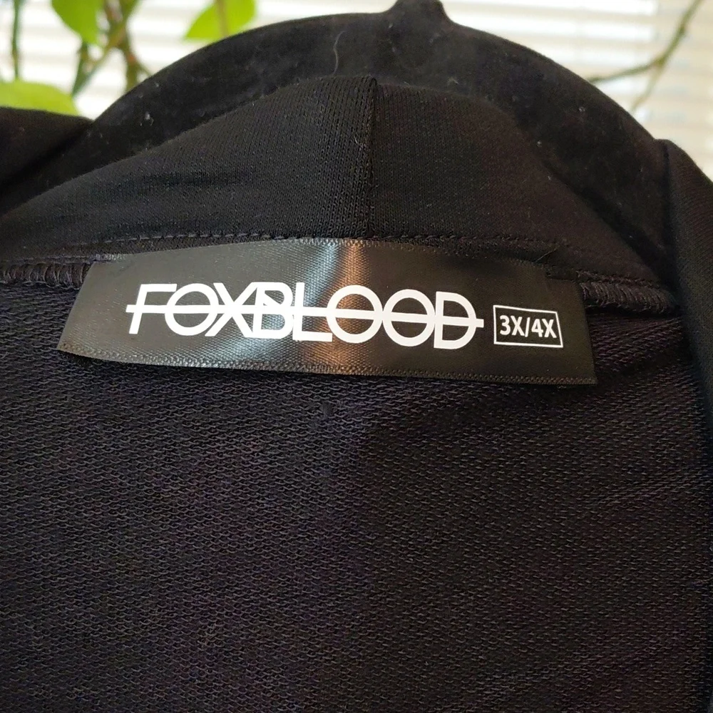 FOXBLOOD 3X WREN ASYMMETRICAL FLEECE CARDIGAN BLACK - Picture 4 of 9
